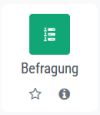 Icon der Aktivität "Befragung": eine stilisierte Fragenliste auf grünem Hintergrund