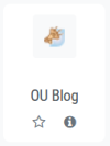 Icon der Aktivität "OU Blog": ein Megaphon und ein Blatt Papier